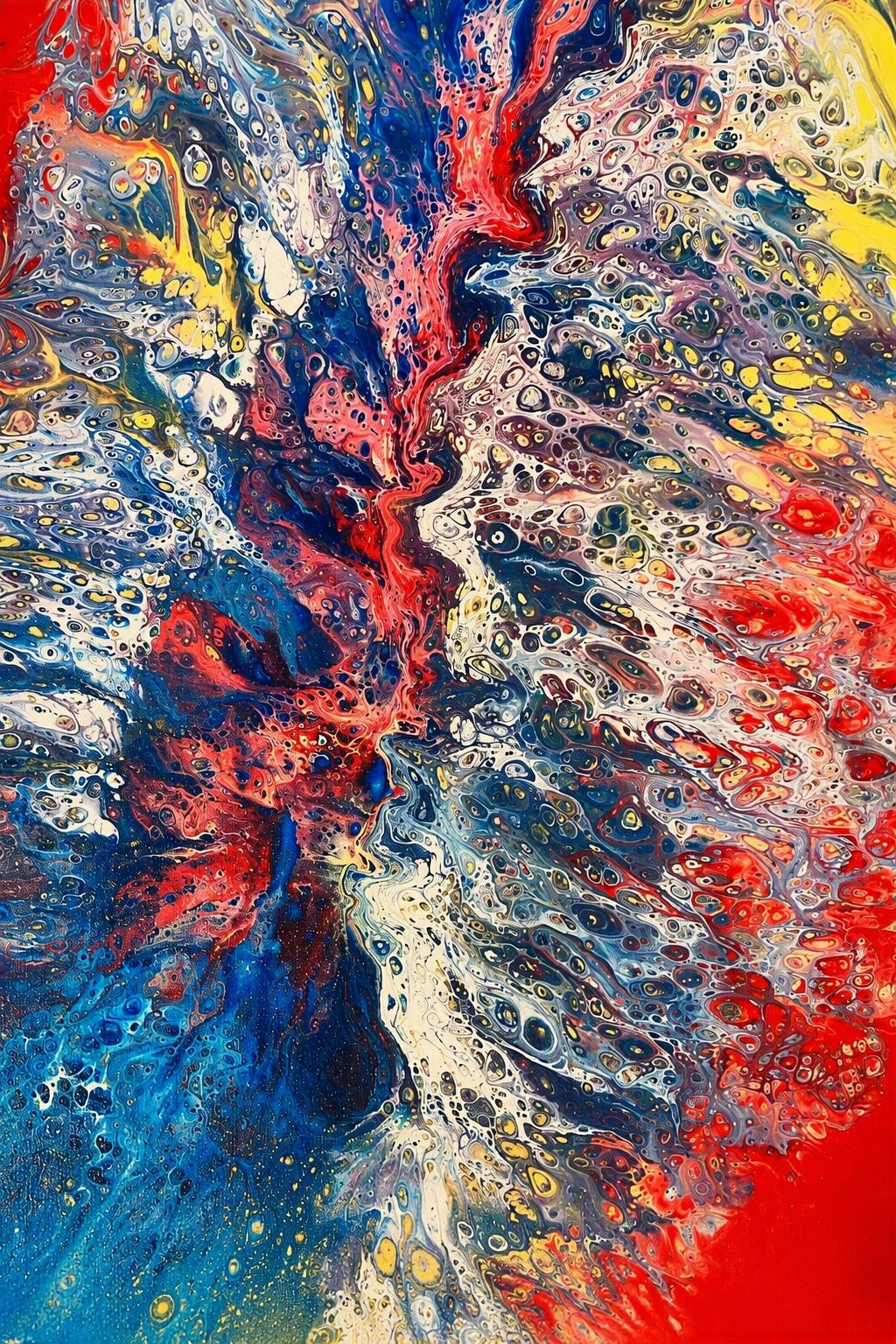 Crimson Current - pour painting by Chris Broussard